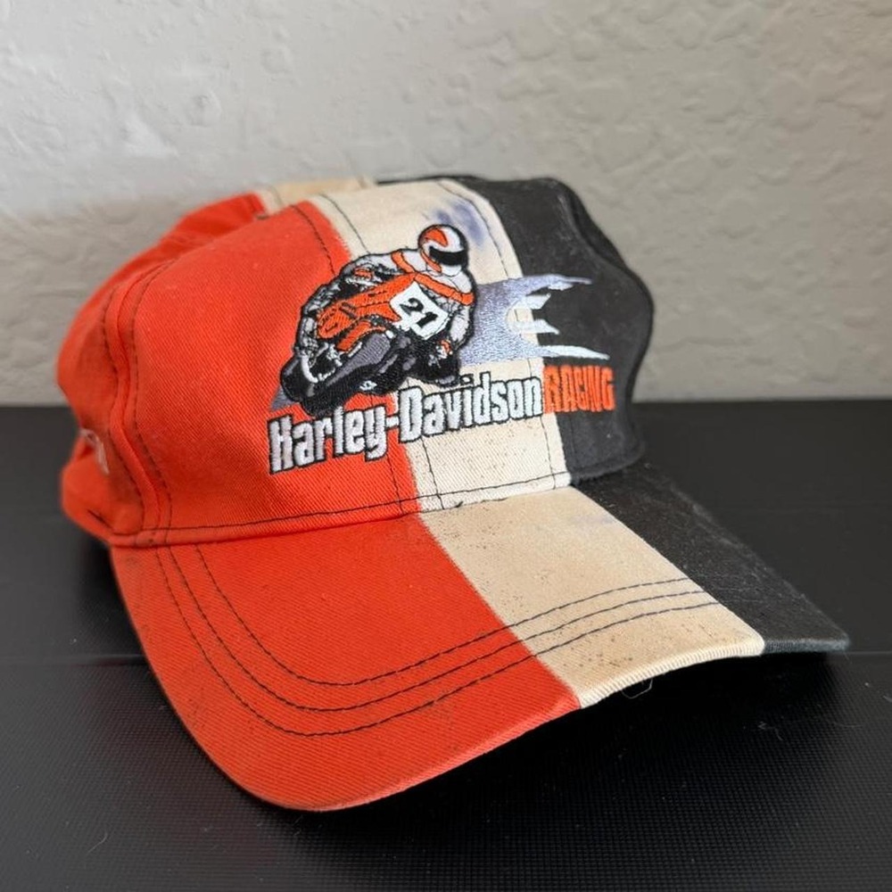 Rare Vintage 90s Harley-Davidson VR1000 Racing Superbike Snapback Hat Cap